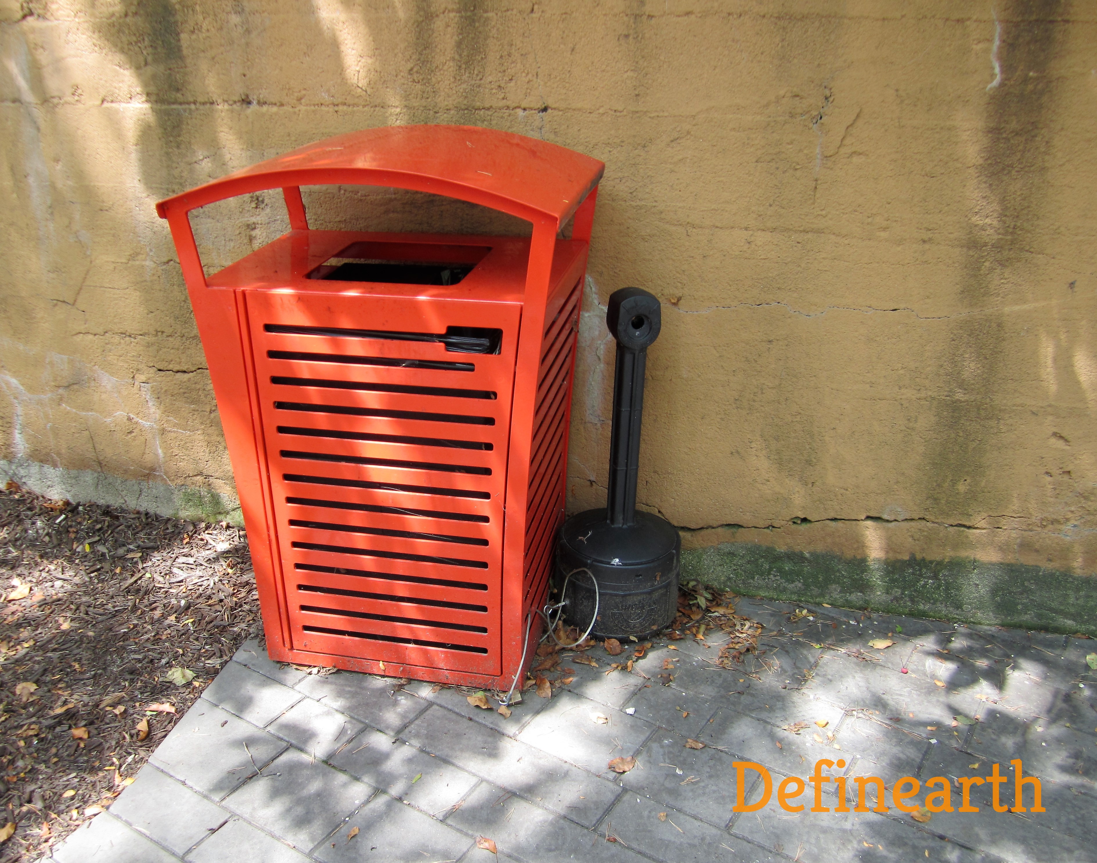 trash bin and cigarette disposal